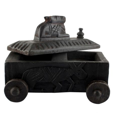 Vintage Handcrafted Old Nandi Wooden Spice Box Masala Dabba Spice Box